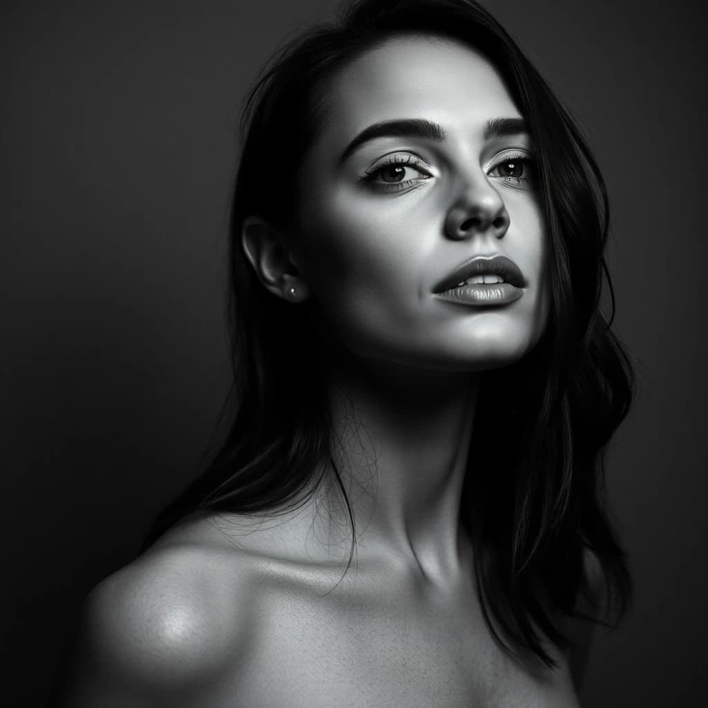 AI generated black and white monochrome portrait - SelfAI headshot generator