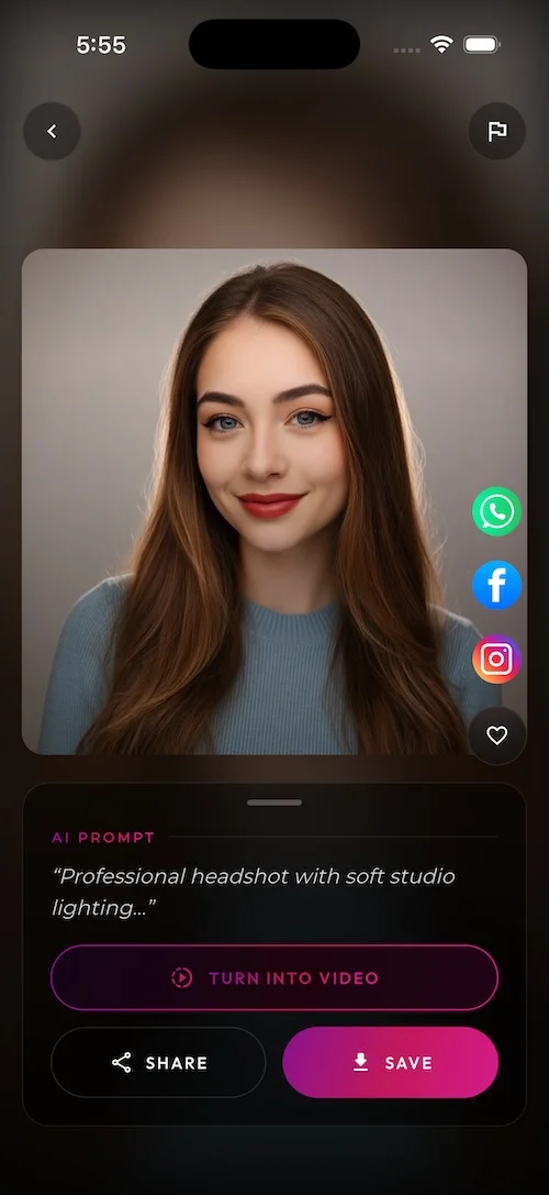 SelfAI AI headshot generator app screenshot 4 - AI photo studio interface
